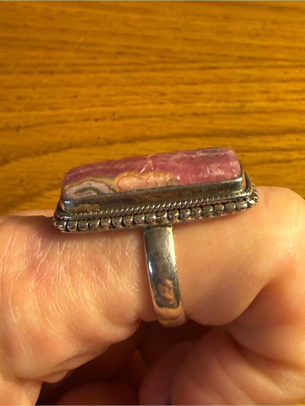 Size 8 Rhodonite Rectangular Stone - Picture 3 of 4